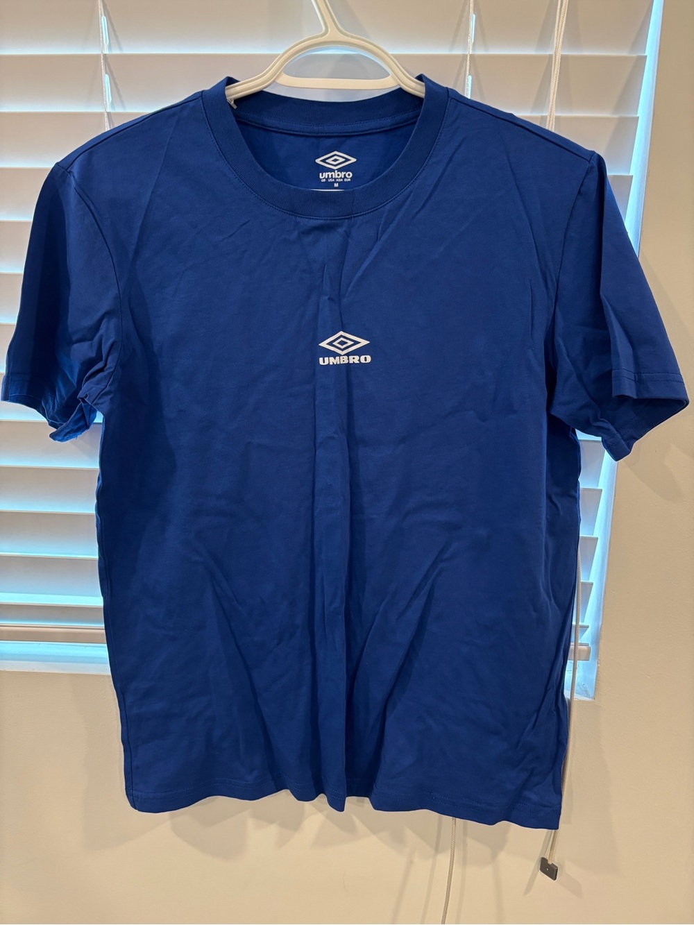 Umbro Men's Short Sleeve Crew T-Shirt in Blue with White Logo